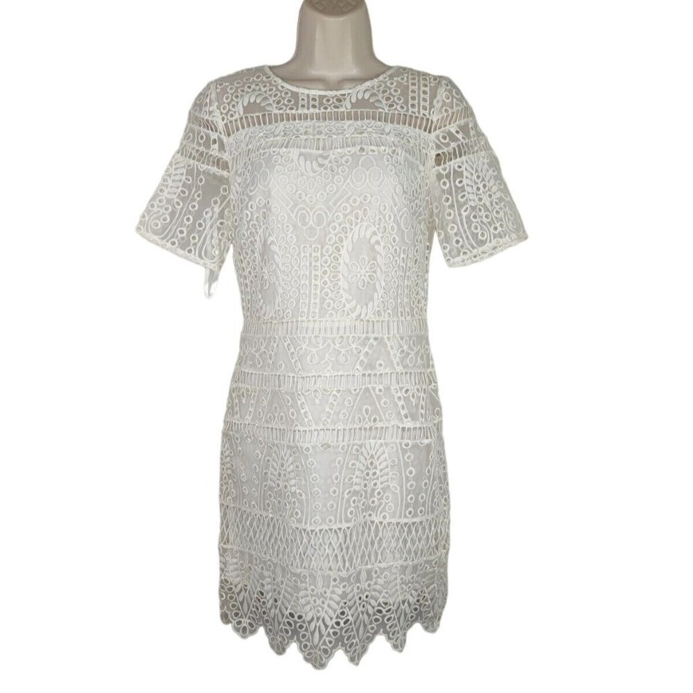 Gianni Bini Lily Sheath Dress Women Size 2 White Short Sleeve NEW